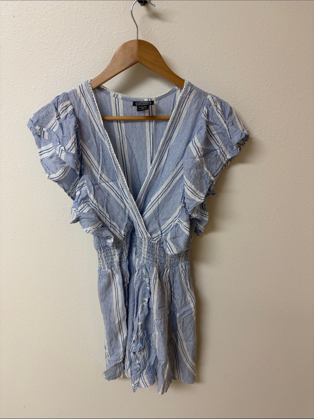 Angie Blue and White Striped V-Neck dress women’s size M